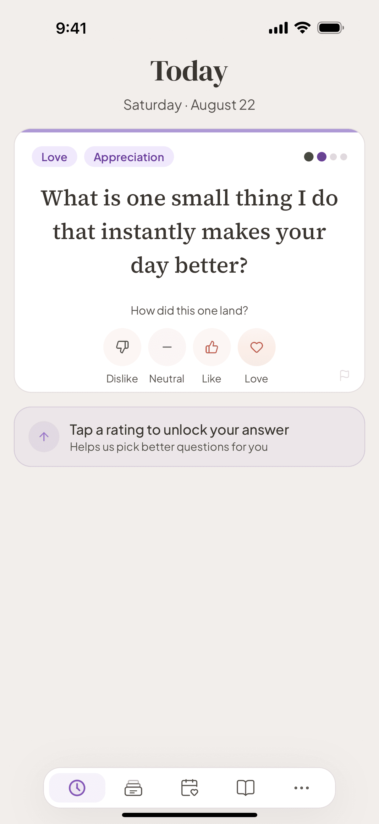 Aperi showing tonight’s question on iPhone